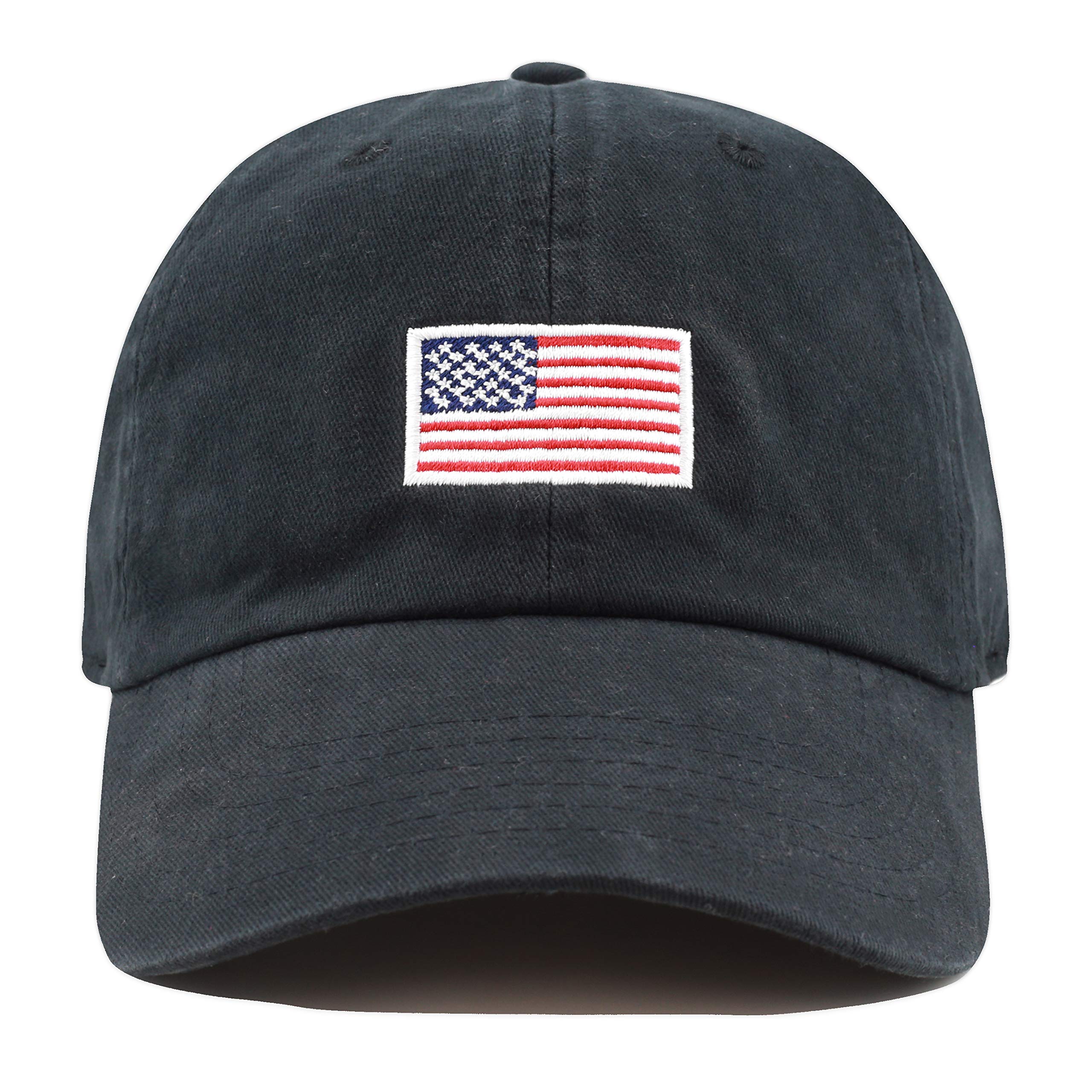300n1405 USA Embroidery Cotton Cap (Flag-Black)