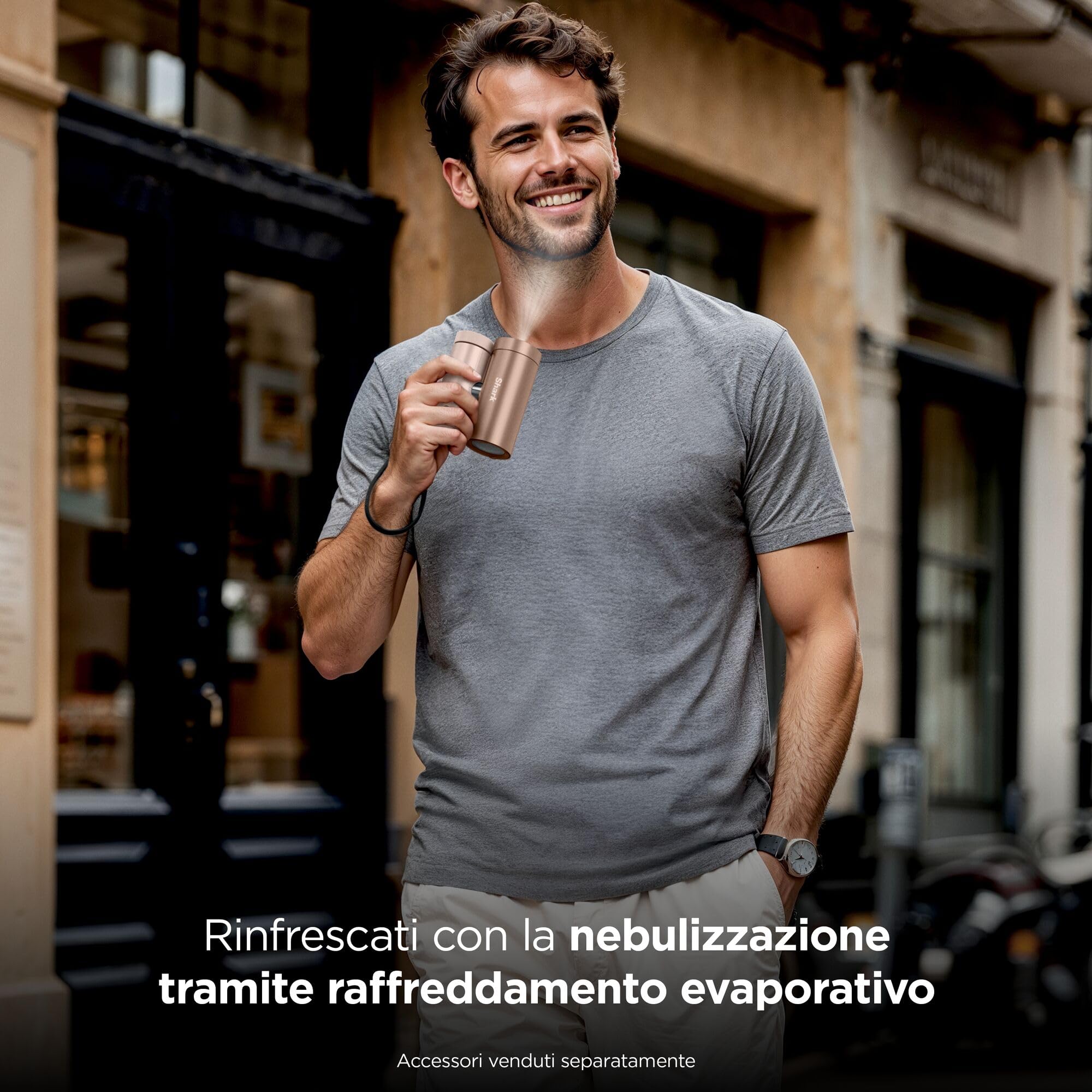 Shark ChillPill 3 in 1 Ventilatore ad alta velocità, nebulizzazione ultra fine e sistema InstaChill, con 3 accessori di raffreddamento, pensato per la mobilità, iced latte FA022EUBR
