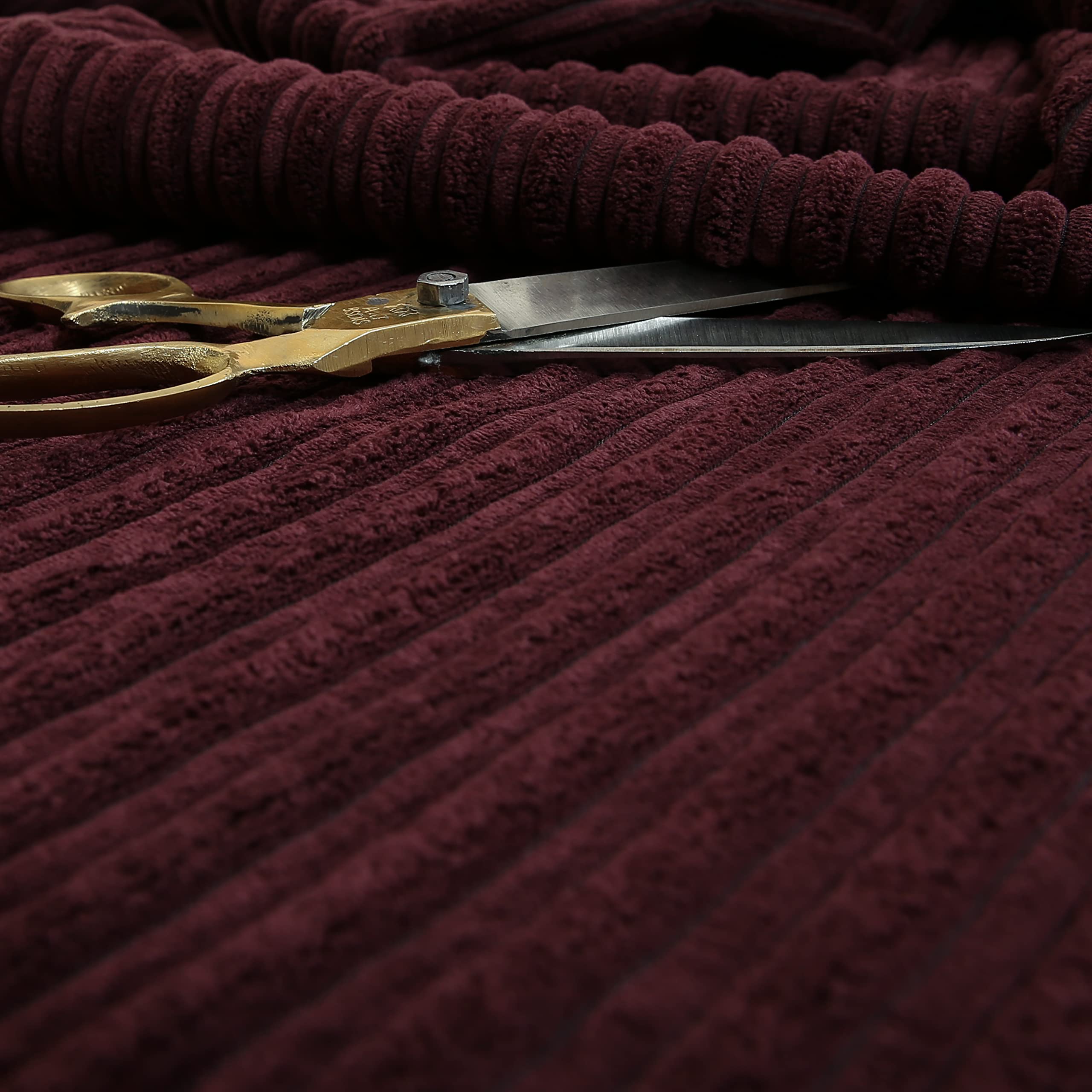 Soft Jumbo Cord Corduroy Material Textile for Sofas Chairs Home Furnishings Upholstery Projects Flame Treated Fabric by The Metre, Aubergine (1 Metre)