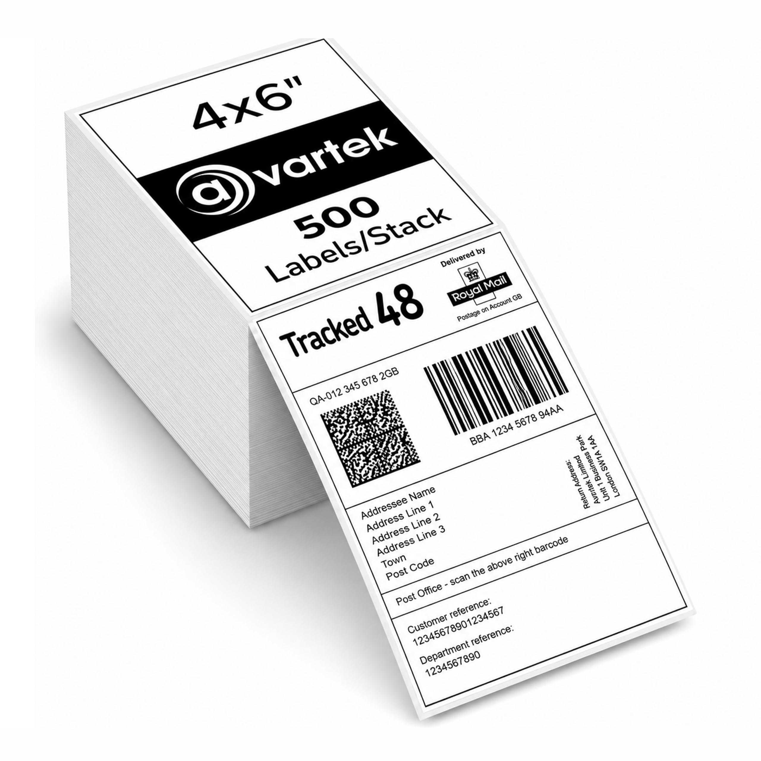 4x6 Direct Thermal Shipping Labels 500 Labels (100 x 150mm) Fanfold Permanent Self Adhesive Barcode Labels Compatible with Zebra, Royal Mail, Amazon, DPD, UPS, DHL, Shopify, FedEx & Thermal Printers
