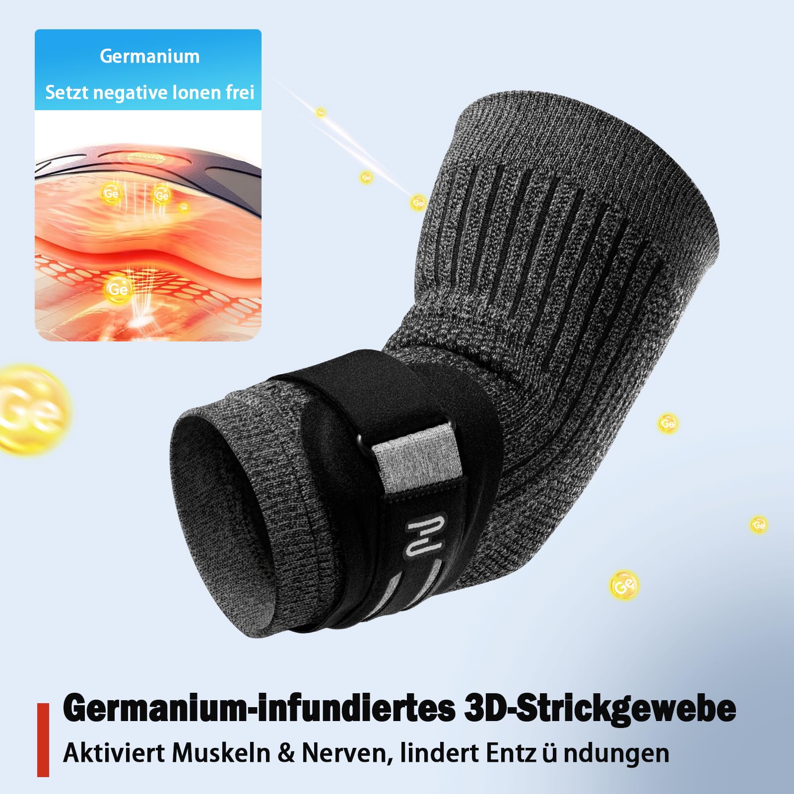 ZOELION Ellenbogenbandage & Tennisarm mit Abnehmbarem Gel-Pad Strap, Ellenbogenbandage golferarm für Herren und Damen (Einzelpackung, Schwarz/L)