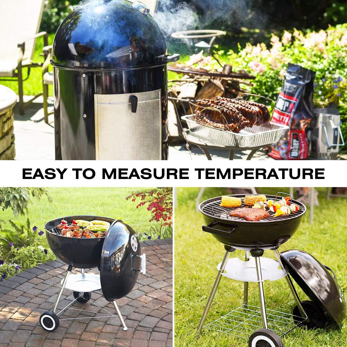 Paquete de 6 termómetros y ojales de sonda para parrilla, compatible con cocinas Weber 85037 Smokey Mountain y otros puertos de sensor de bricolaje, accesorio para barbacoa