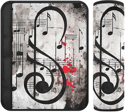 Miniatura 1 de Clave musical con una nota en la correa del cinturón de seguridad, funda suave para cinturón de seguridad, funda acolchada para cinturón de