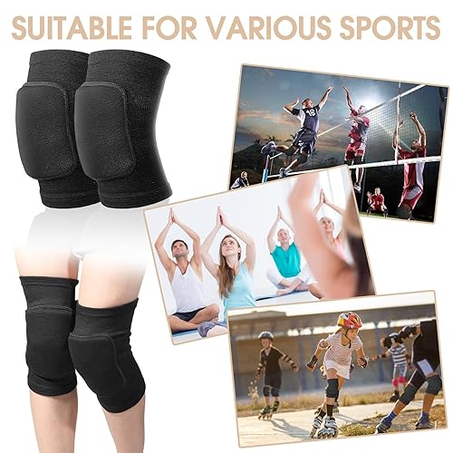 Miniatura 3 de Lenwen 12 pares de rodilleras de voleibol para bailarines, rodilleras transpirables para hombres, mujeres y niños, rodilleras negras para voleibol,