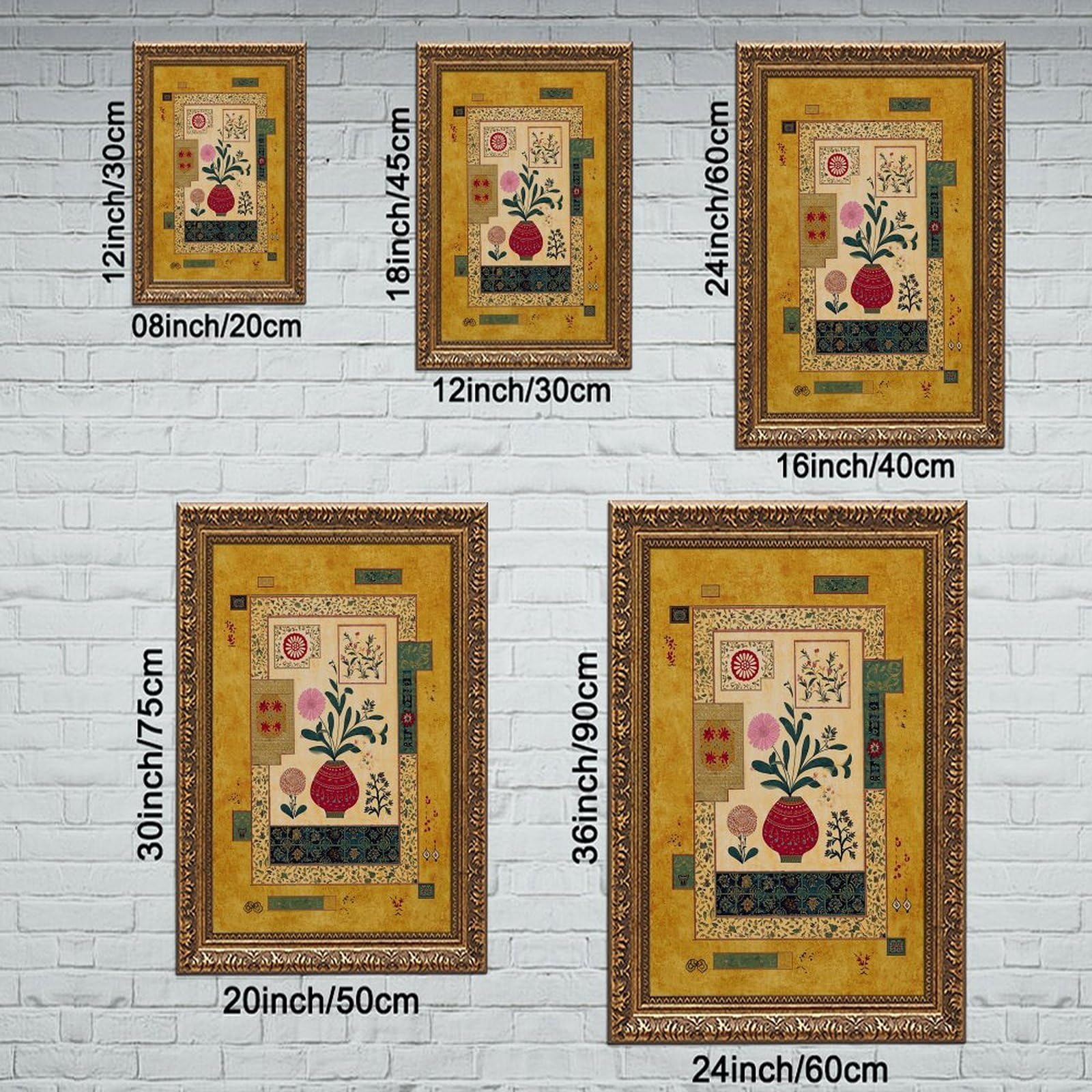 AYINUER Kunstdruck auf Leinwand mit persischem Blumenmuster, für Büro, Dekoration, Geschenk | 30,5 cm L x 45,7 cm B, Retro-Goldrahmen, mehrere Größen, mehrere Rahmenstile, Wandkunst, Dekobild, Schlafzimmerdekoration