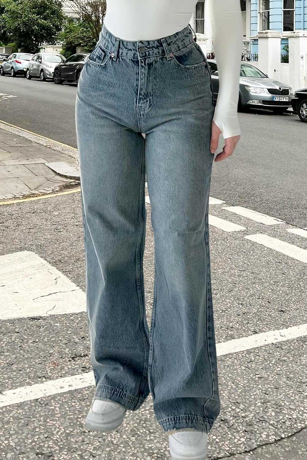 FairBeauty Women's Straight Leg High Waist Baggy Denim Jeans Loose Boyfriend Casual Stretchy Jeans - Image 6