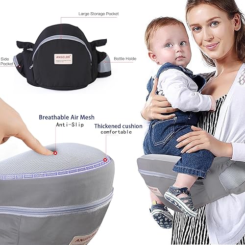 Miniatura 6 de Portabebés de cadera con asiento plegable de 180 pulgadas hacia arriba y hacia abajo para bebé, correas ajustables también como extensor de cintura,