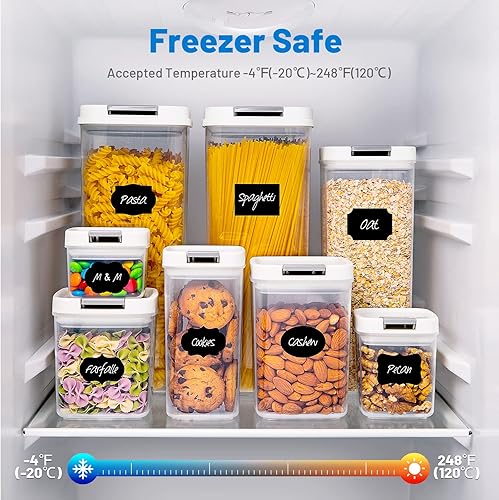 Miniatura 7 de Juego de recipientes herméticos de almacenamiento de alimentos con tapas paquete de 8 para organización de cocina y despensa recipientes de plástico