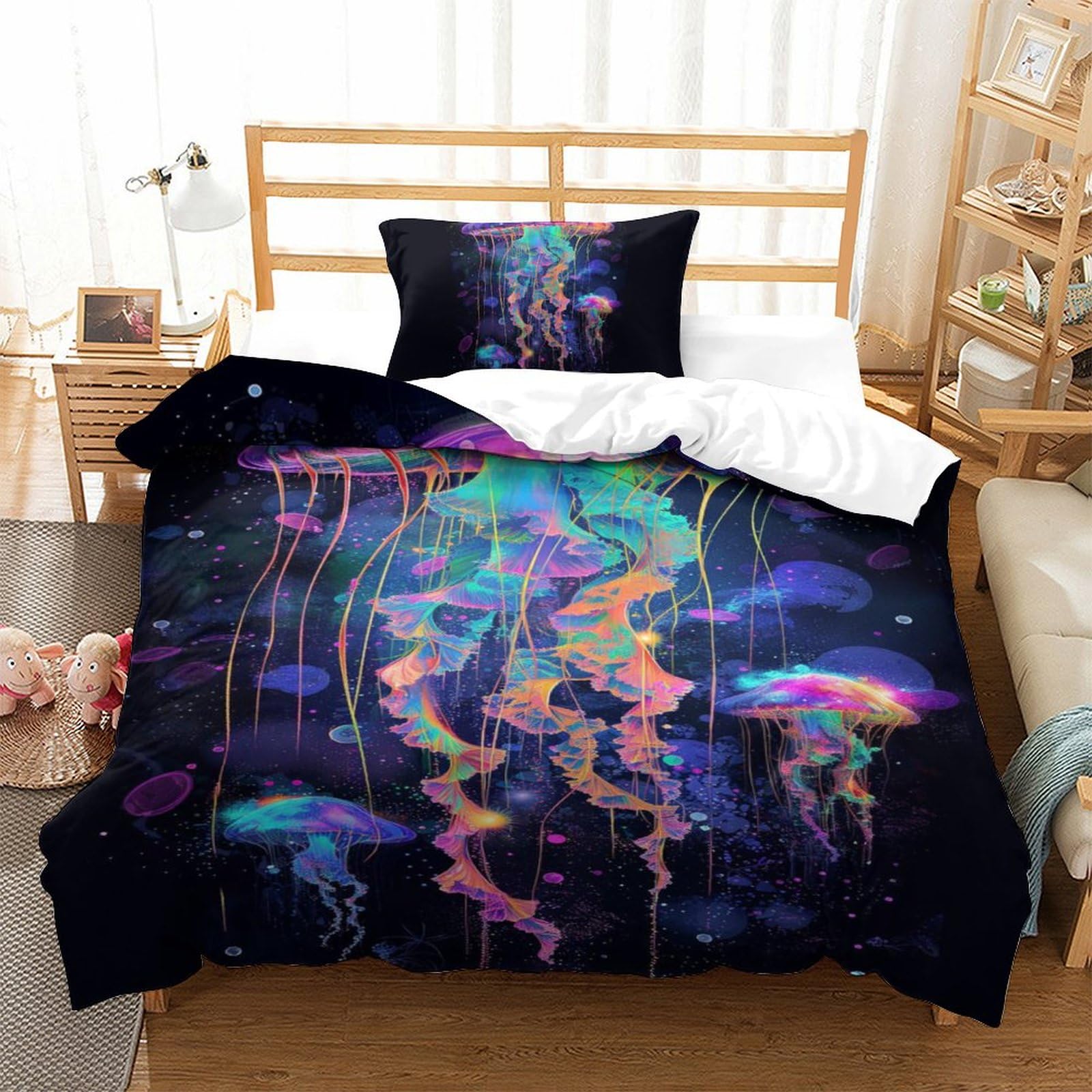 Housse de couette méduse 3D pour décorer la chambre ado de style marin
