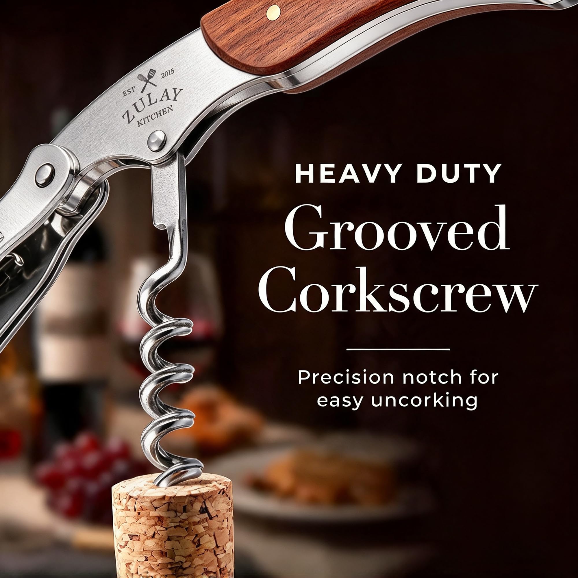 Zulay Kitchen Corkscrew: Premium Wine Opener -3