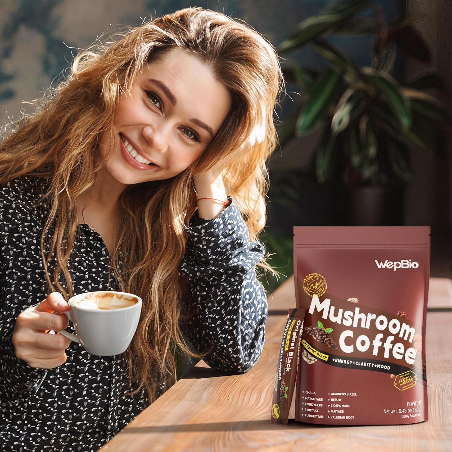 Mushroom Coffee Original Black 11 in 1 Adaptogenic Mushrooms Blend with Ashwagandha KSM-66,Lions Mane,Reishi,Turkey Tail Instant Mushroom Coffee for Boost Energy, Focus 30 Servings - Image 8