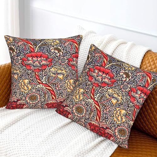 Miniatura 2 de Juego de 2 fundas de almohada de William Wandle Morris de 18 x 18 pulgadas, almohada estética para dormitorio, fundas decorativas de terciopelo,