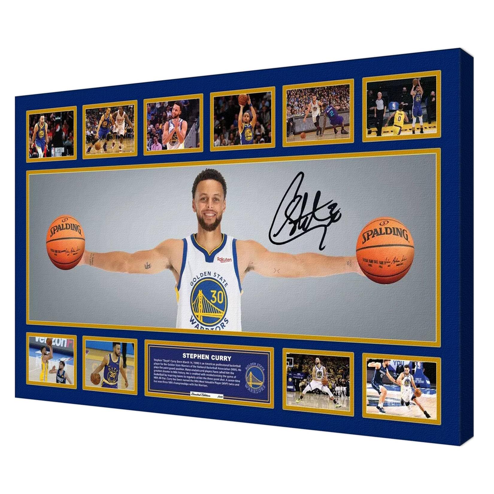 Basketball Superstar Stephen Curry Signed Poster For Kids Fans Room Bedroom Wall Decor-Sports Star Posters Canvas Art Print Framed Picture For Teen