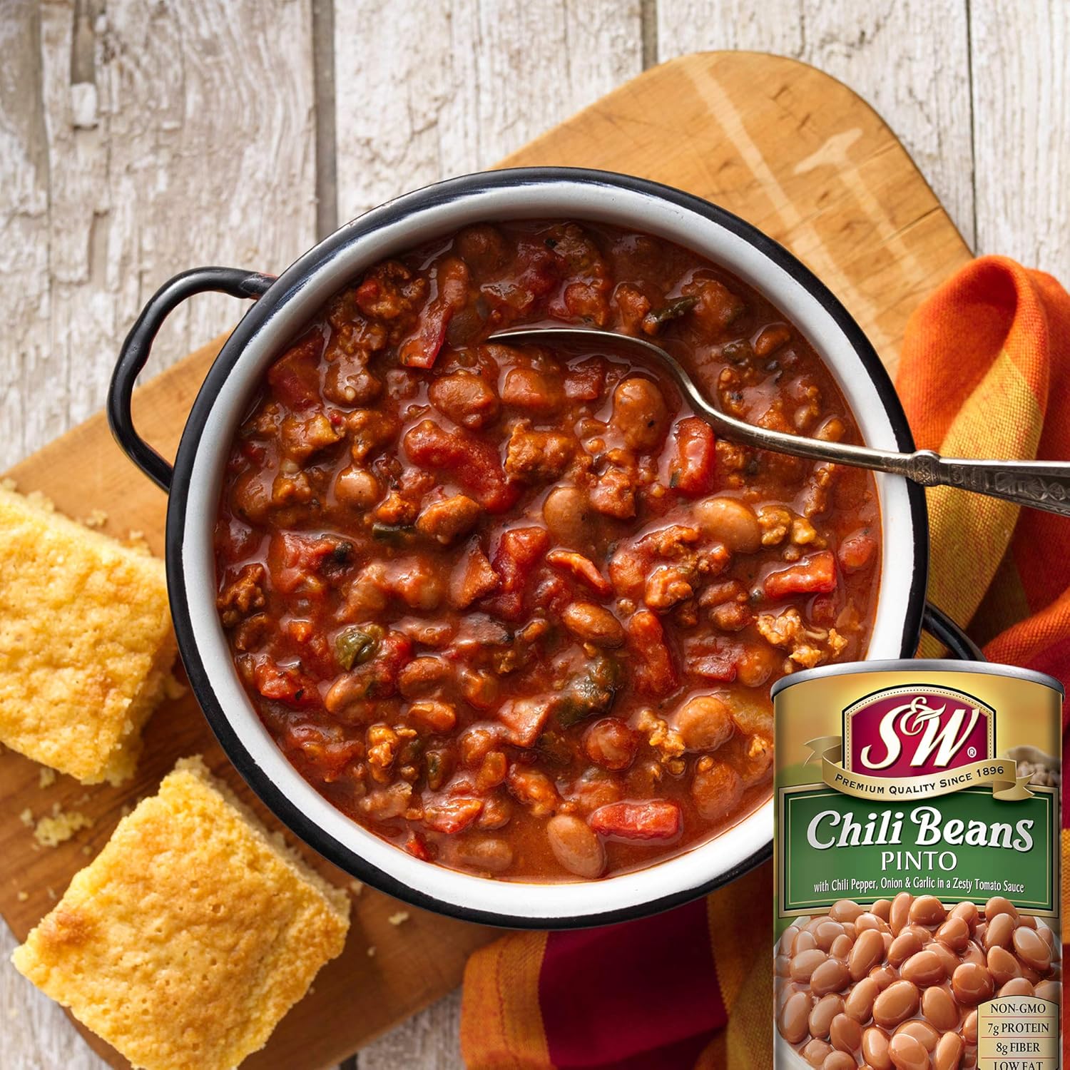 S & W, Pinto Chili Beans, 15.5 Ounce Can (Pack Of 6)