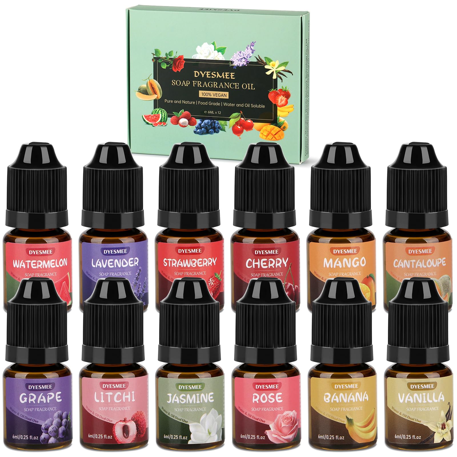 elfbar nachfüll pod läuft aus DYESMEE zeep geurolie, 12 x 6 ml geurolie voor zeep maken, food-grade zeep  aroma, vloeibare geurolie set voor DIY bath bombs, slijm, kaarsen, lotions,  cosmetica, kamergeuren : Amazon.nl: Knutselen