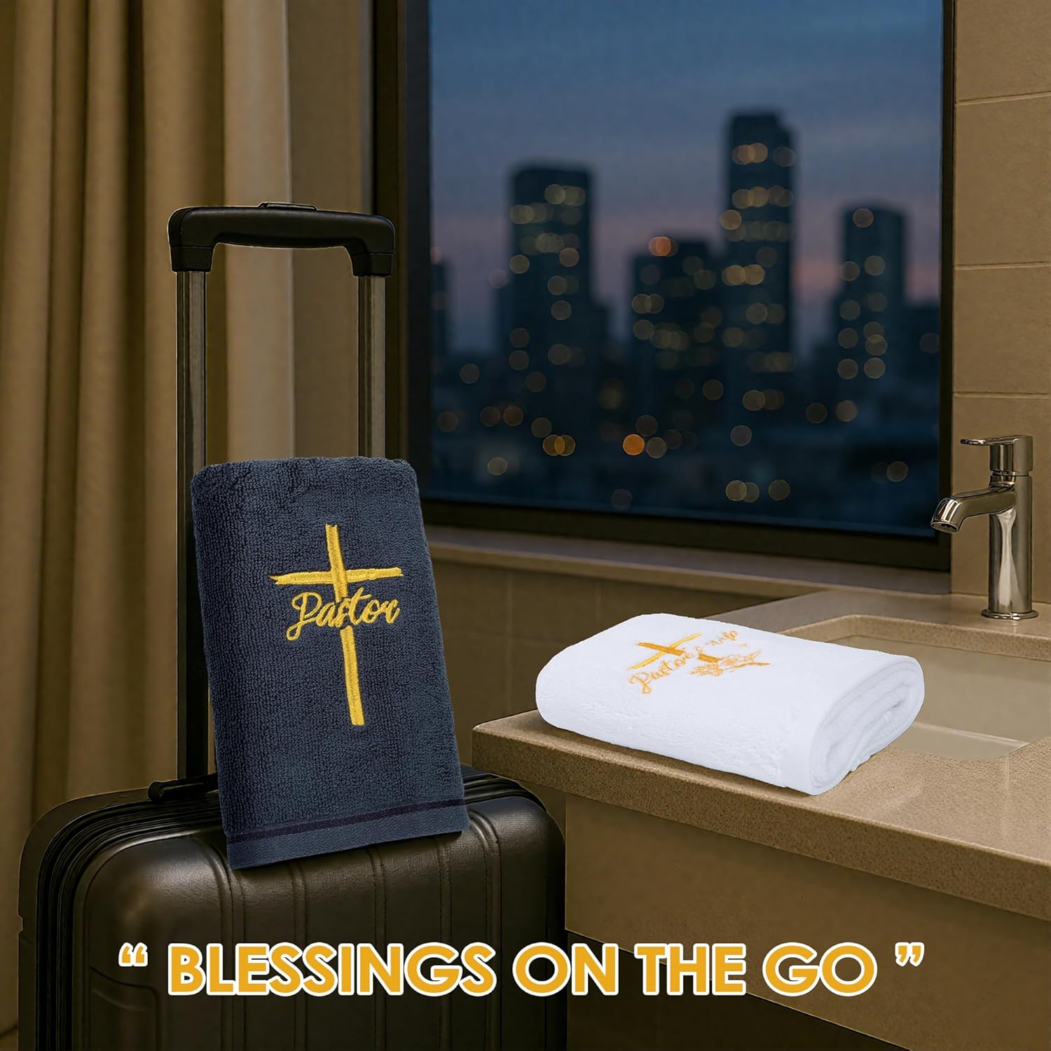 Pastor Appreciation Towels Gift Set – Embroidered Cross Hand Towels for Pastor & Pastor’s Wife, Christian Religious Gifts, Clergy & Church Accessories - Image 7