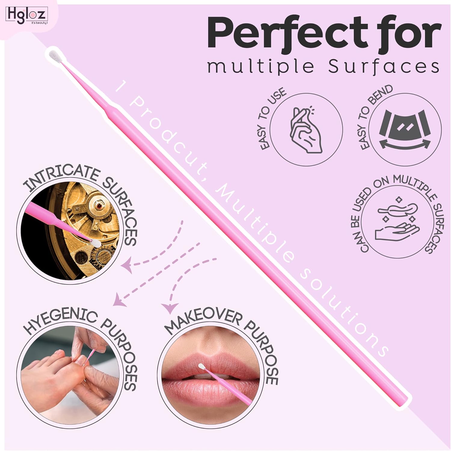 Microswabs for Eyelash Extenss in Pink – 2mm Soft Micro Applicator