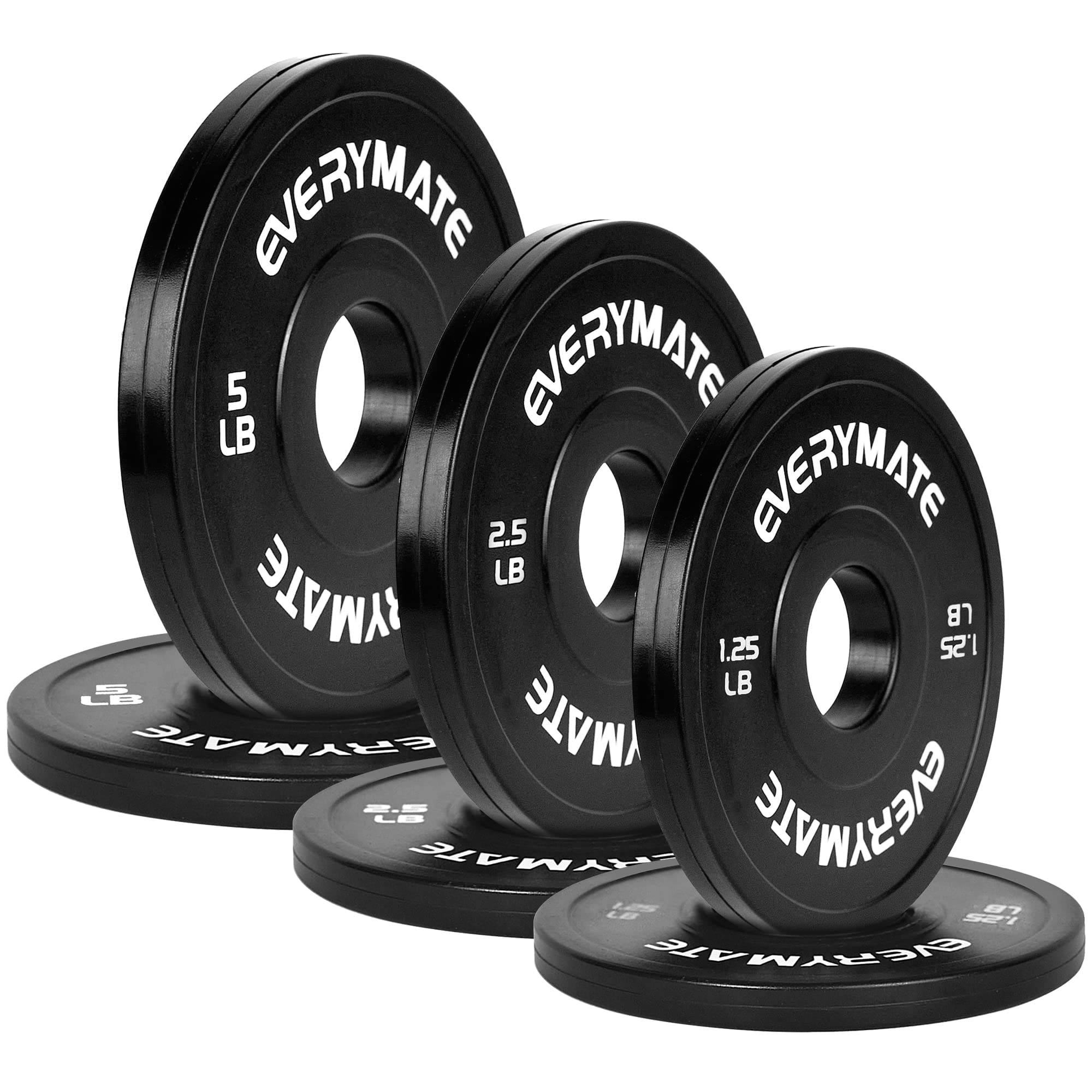 Black Change Weight Plates 1.25LB 2.5LB 5LB Set Fractional Olympic Bumper Plates for Cross Training Steel Insert Strength Training
