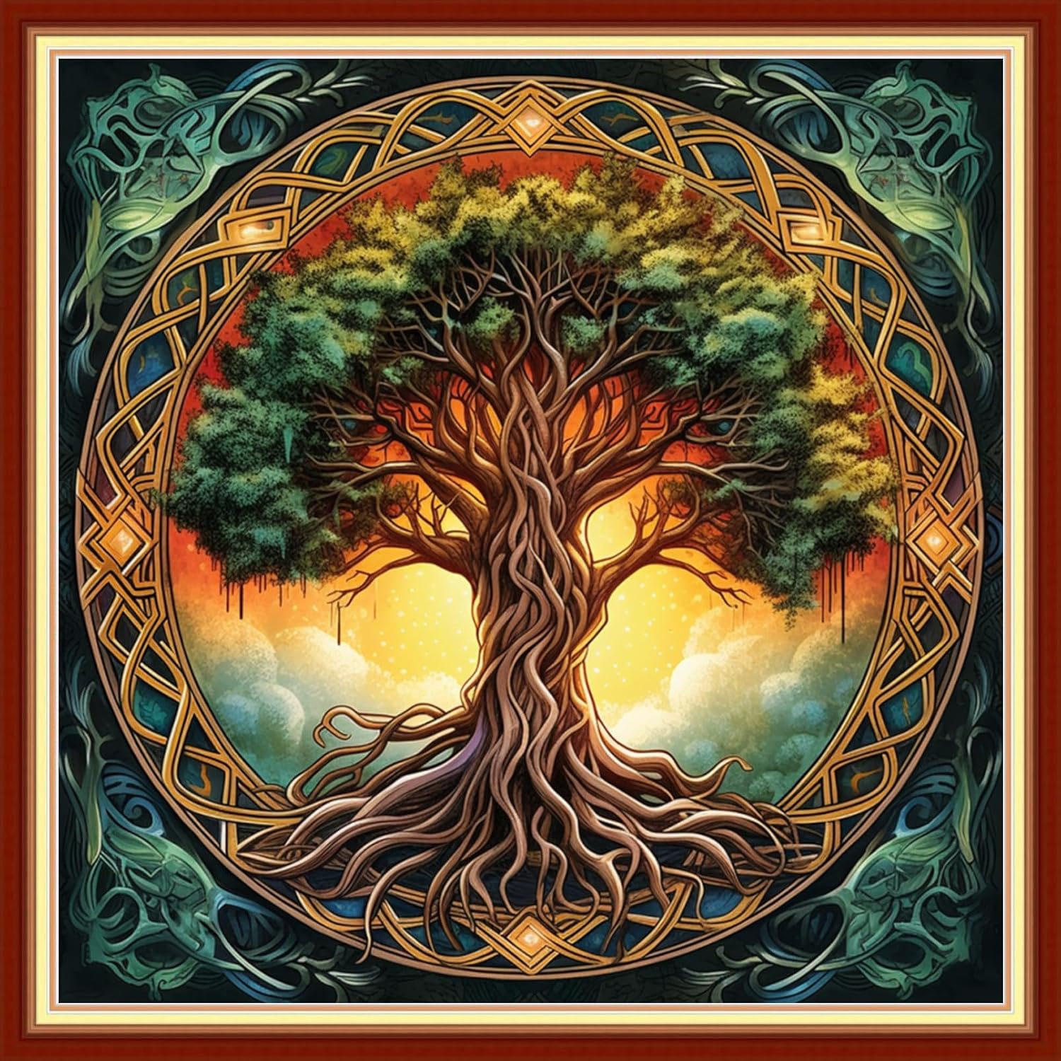 Foxhool Beginners Cross Stitch Kits Stamped Full Range of Embroidery Kits for Adults DIY Cross Stitches kit Embroidery Patterns for Needlepoint kit-Magic Tree 18x18 inch