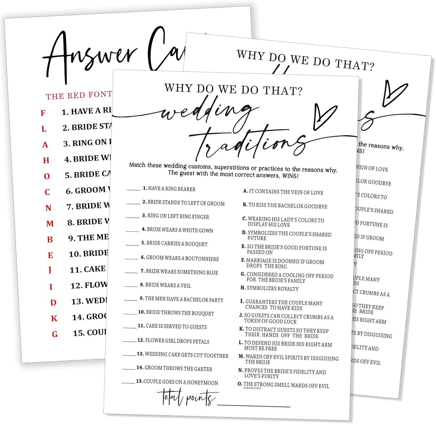 Fun Wedding Games Set - 25 Bridal Shower Games Cards, Engaging Bridal Party Entertainment for Wedding Shower, Engagement Party & Reception Fun a Must-Have for Minimalist Newlywed Game - A01