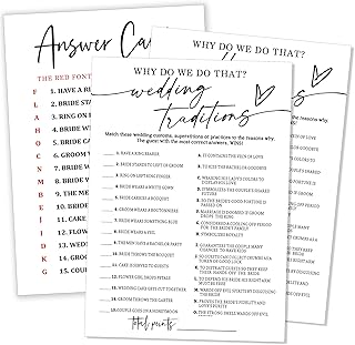 Fun Wedding Games Set - 25 Bridal Shower Games Cards, Engaging Bridal Party Entertainment for Wedding Shower, Engagement Party & Reception Fun a Must-Have for Minimalist Newlywed Game - A01