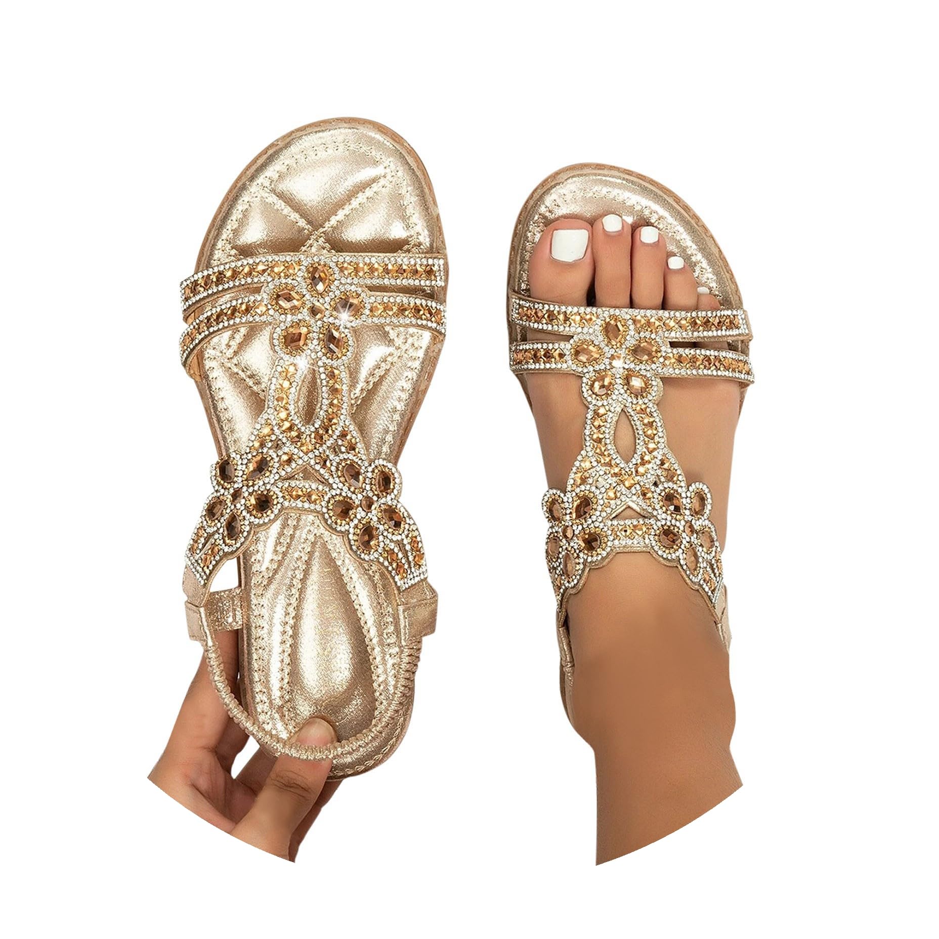Womens Ladies Low Wedge Heel Flatform Diamante t-bar Slingback Sandals  Womens Ladies mid Wedge Heel Diamante t-bar Beads Elastic Slingback Sandals
