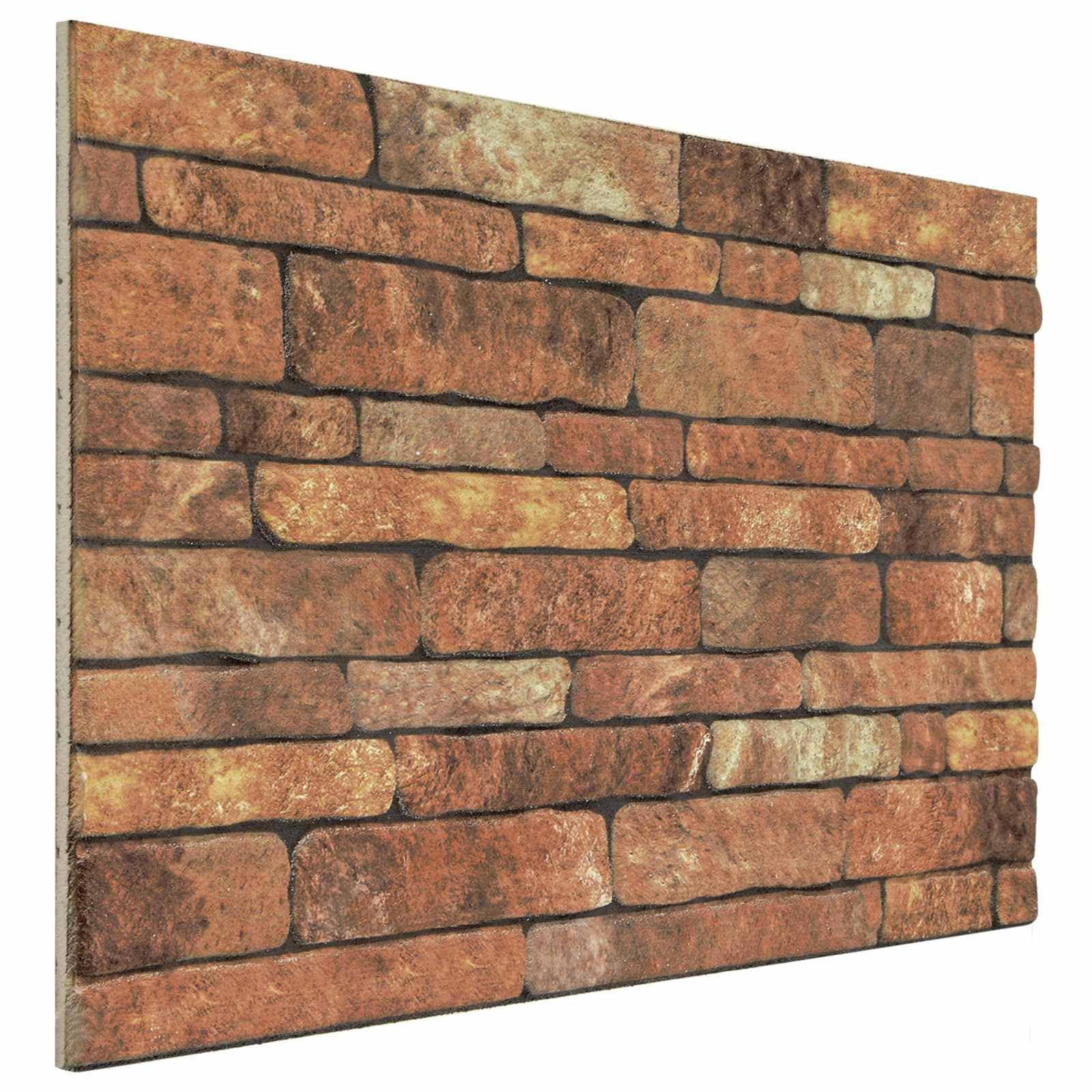 Paneles de pared (10 unidades, espuma EPS, 100 x 50 cm), color marrón y