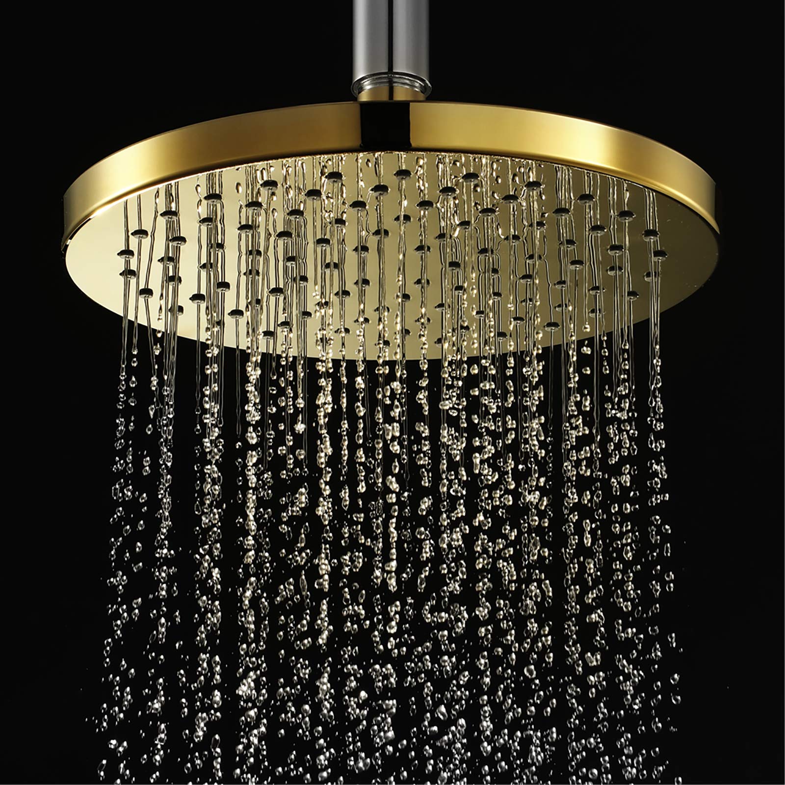 Soffione Doccia a Pioggia Soffioni Doccia Rotondi Dorati Soffione Doccia a Pioggia Grande in ABS Soffione Doccia Fisso ad Alta Pressione, Filettatura Universale G1/2", Oro Titanio