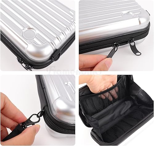 Miniatura 4 de Framendino, Estuche rígido para cosméticos, bolsa rígida para artículos de tocador, mini bolsa cruzada con cuerda de agarre desmontable y correa