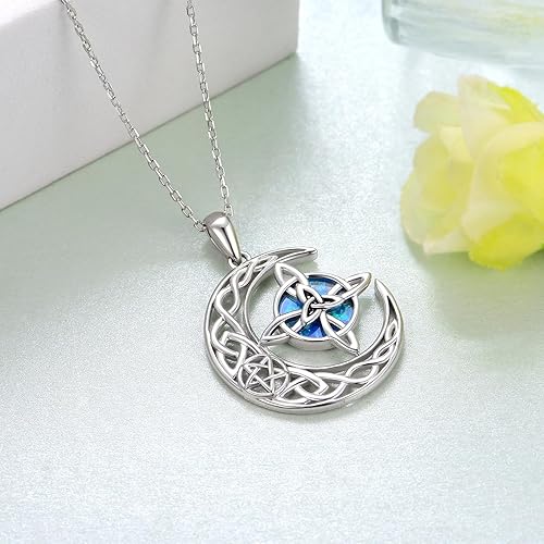 Miniatura 3 de Daixiya Collar de nudo de brujas de plata de ley 925 con colgante de nudo de brujas celtas, collar pagano Wicca, joyería para mujeres y niñas, Plata