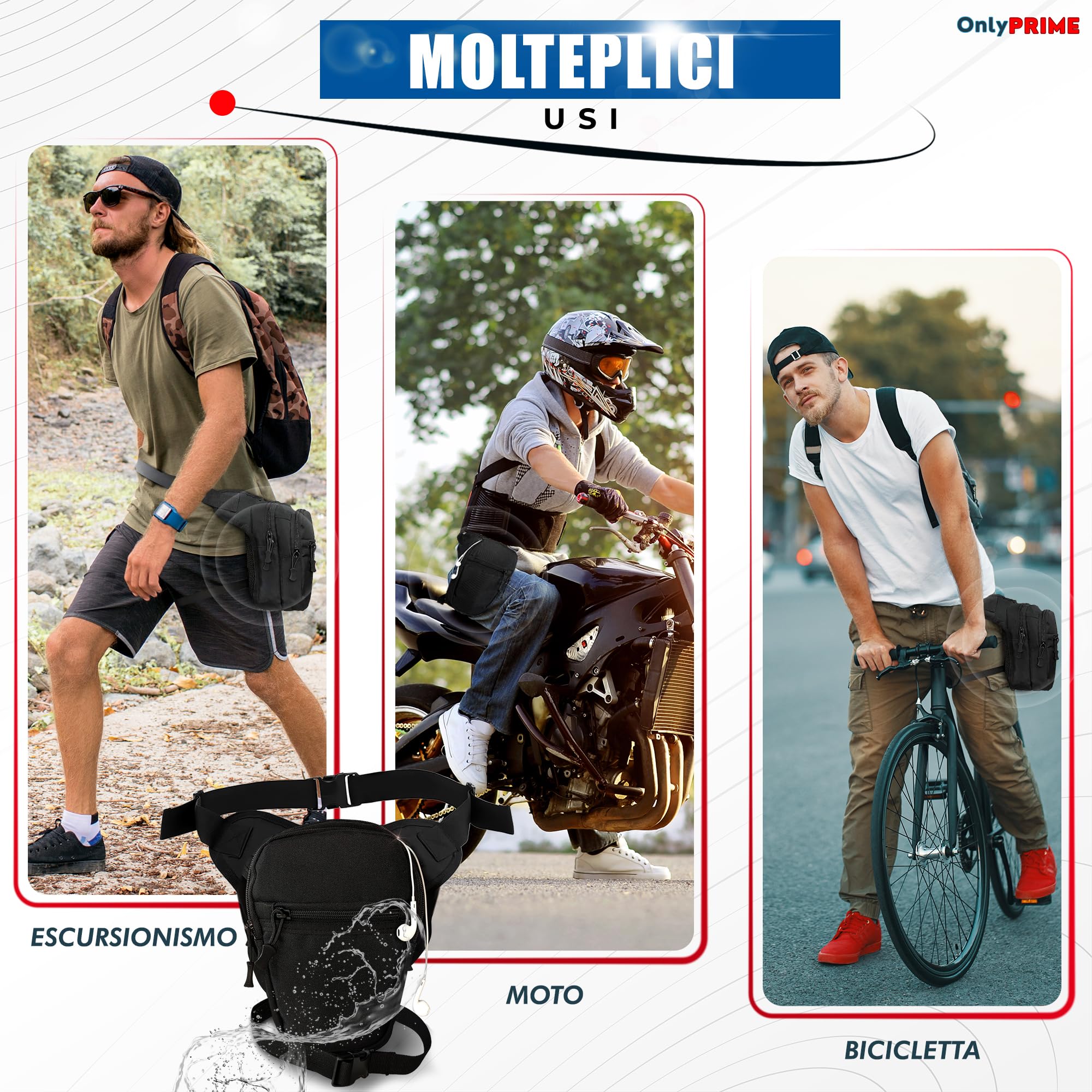 Marsupio da Gamba Tattico Impermeabile per Moto Uomo – Accessori Moto Uomo con Borsello Gamba Resistente per Viaggi e Uso Quotidiano (Copertura Antipioggia)