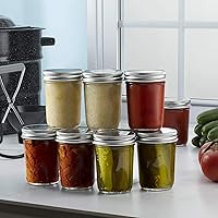 Vista 2 de Tarros de vidrio de boca regular, tarros de vidrio de 8 onzas (236.59 ml) con tapas de metal plateado herméticas para preparación de comidas
