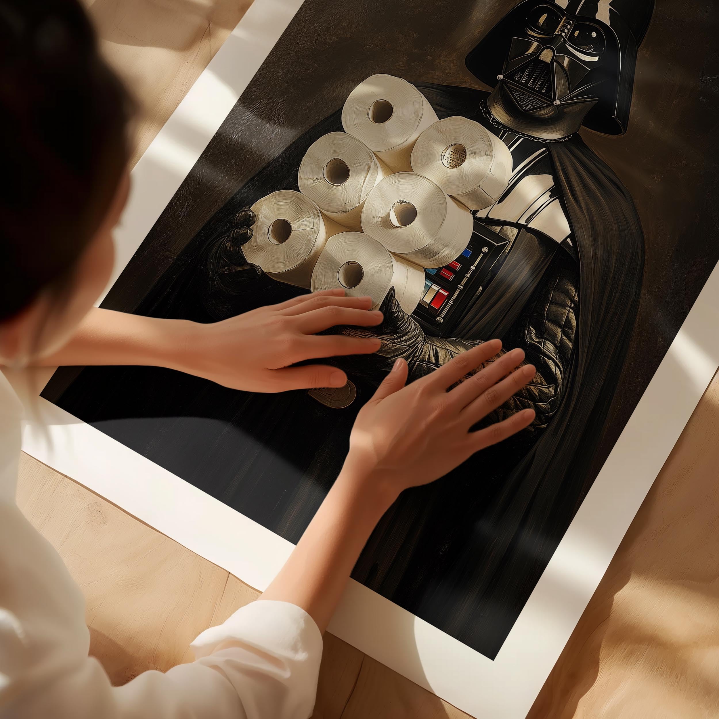 Darth Vader Star Wars Bathroom Art Print - Premium Giclee Fine Art Print - Vintage Painting Style Darth Vader Bathroom Art Wall Décor, Bath Decoration, Ready to Frame — view 5