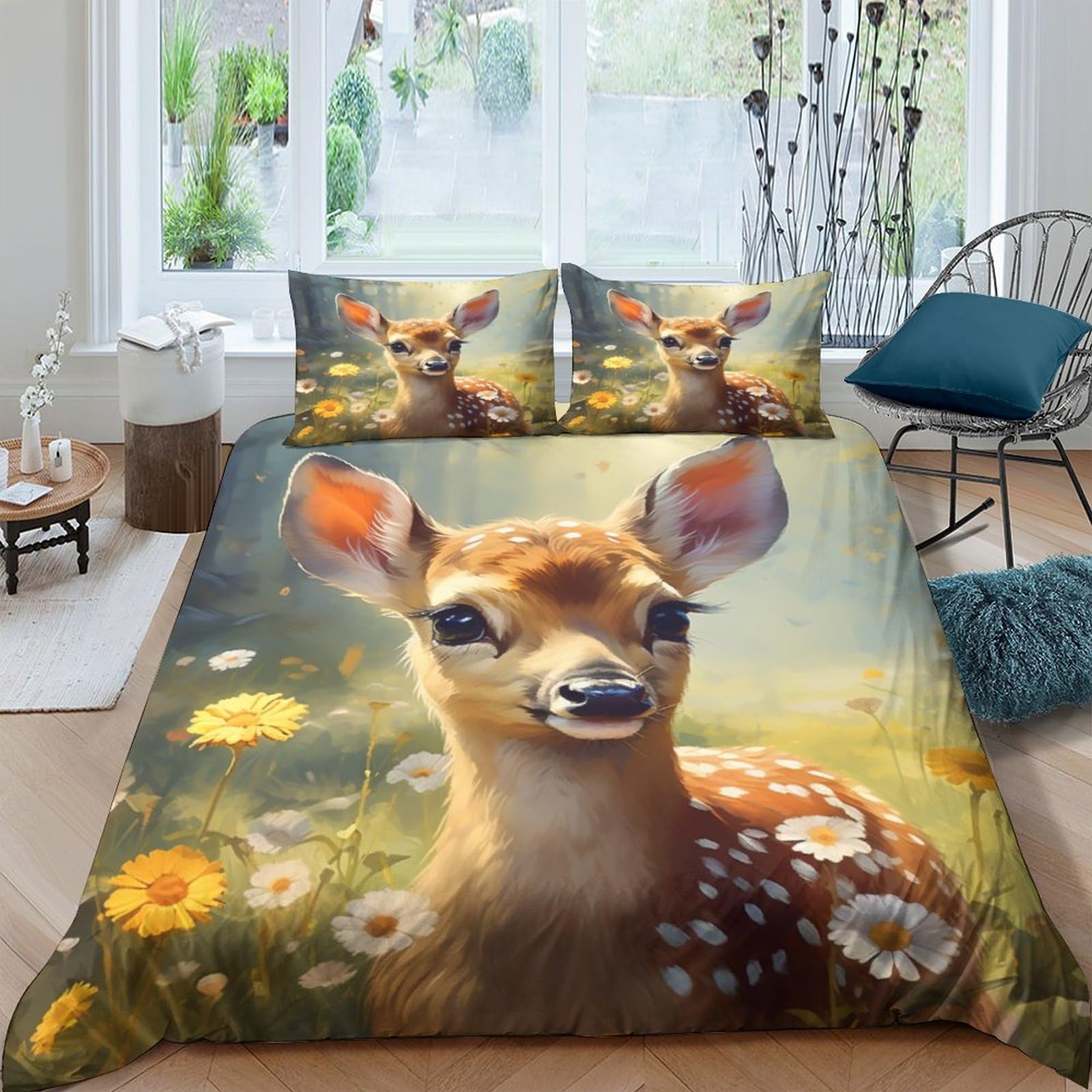 Housse de couette 3D impression cerf pour stopper les nuits agitées des enfants