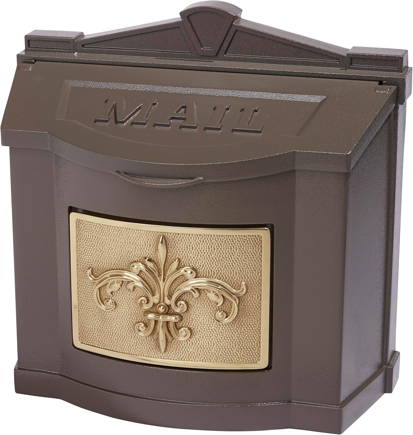 Gaines Wallmount Mailbox - Powder Coated Aluminum with Solid Brass Accents - Mounting Hardware Included (Black with Antique Bronze Eagle)
