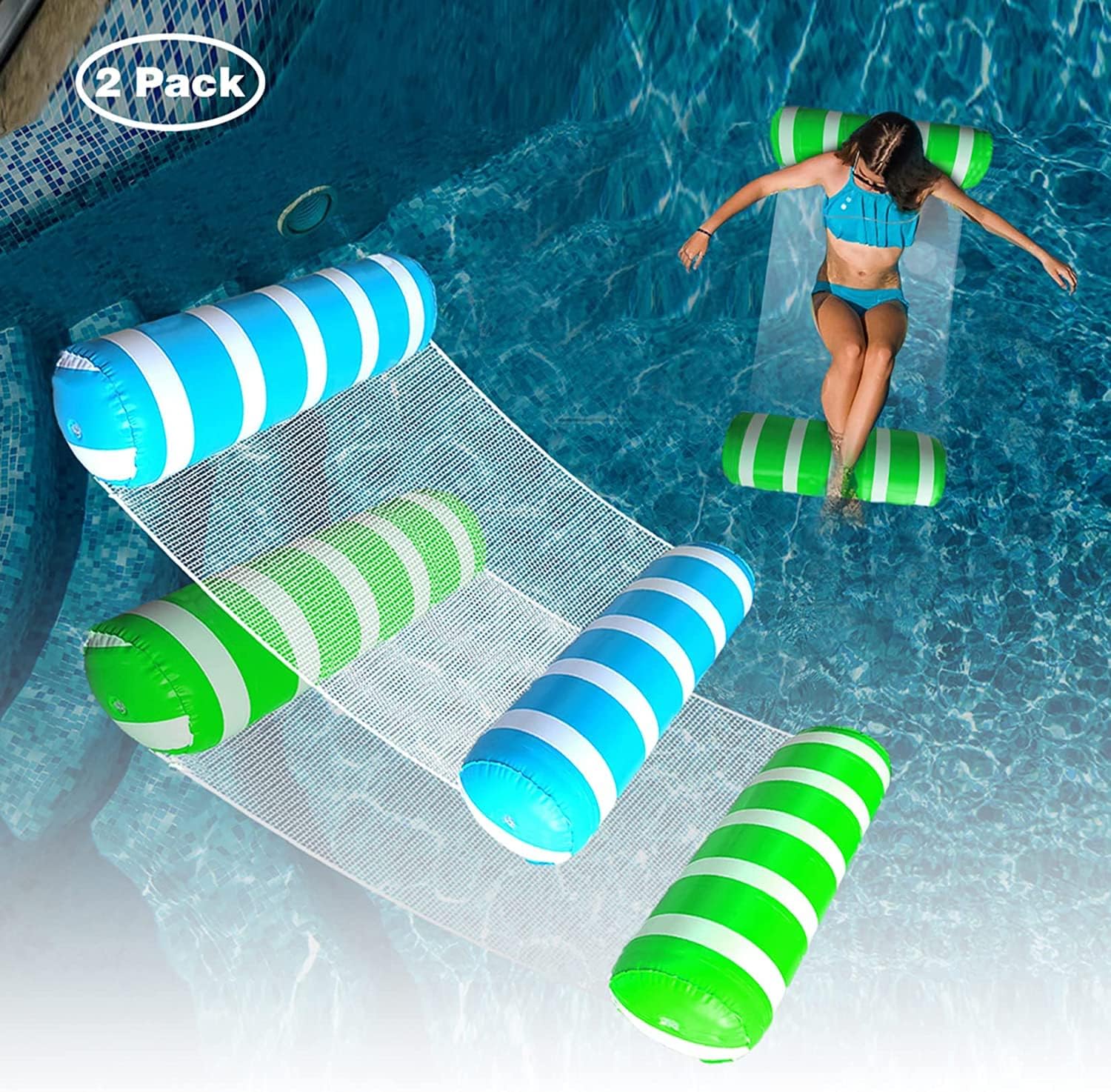 2 Pack Pool Floaties Swimming Pool Accessories Inflatable Pool Floats