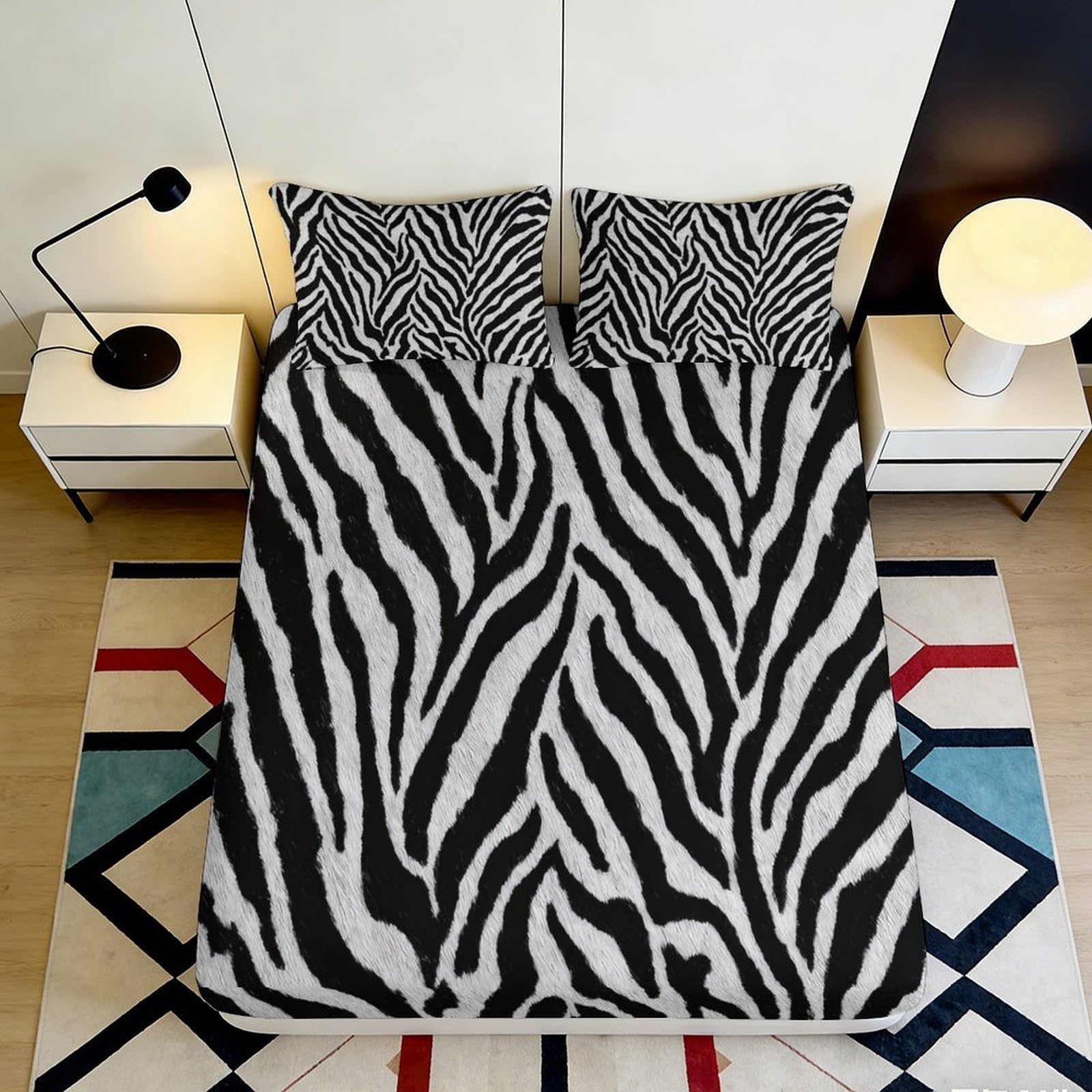 Dhbaneiok Style-6 3D Printed Zebra Stripe Fitted Sheet Microfiber Soft Breathable Animal Pattern Mattress Cover For Bedroom Dorm Decor 90X200x25cm