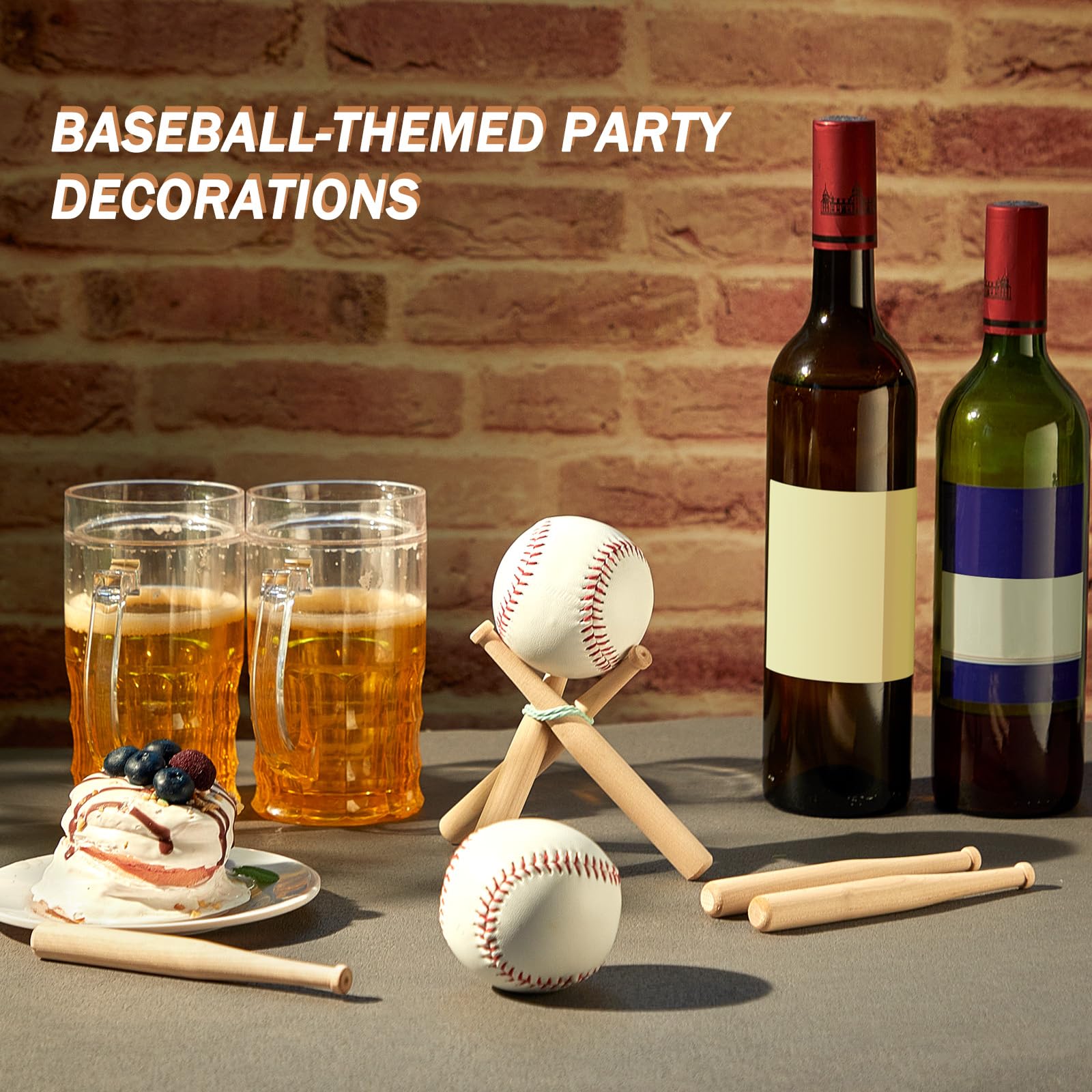 Juexica 6 mini bates de béisbol de 6 pulgadas sin terminar pequeños bates de madera sin pintar bates de béisbol de madera para pintar llaveros figuras de acción, proyectos de manualidades, bolas