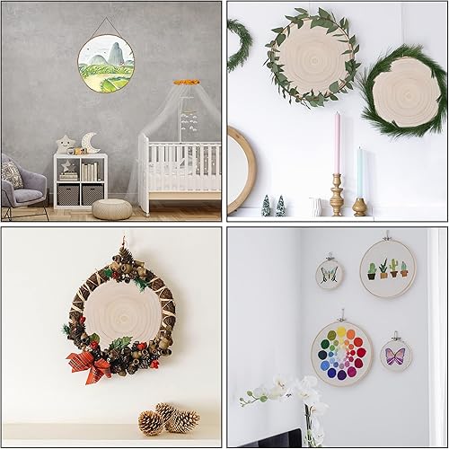 Miniatura 10 de Prsildan Paquete de 4 rebanadas circulares de madera grandes, de 8 a 10 pulgadas, centros de mesa de madera sin terminar, manualidades redondas
