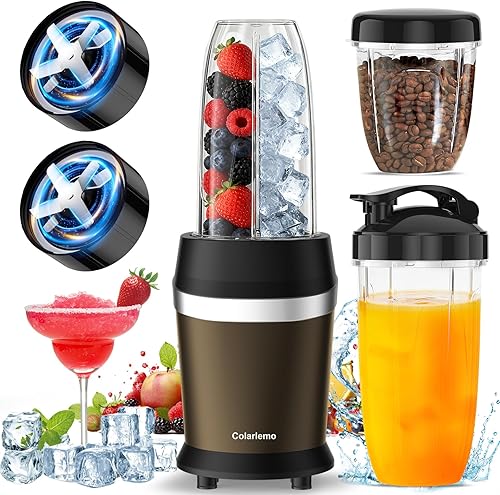 Miniatura 13 de Juego de licuadora de batidos de 12 piezas 25,000 RPM Licuadora personal para triturar hielo, batidos y bebidas congeladas con nueces con tazas