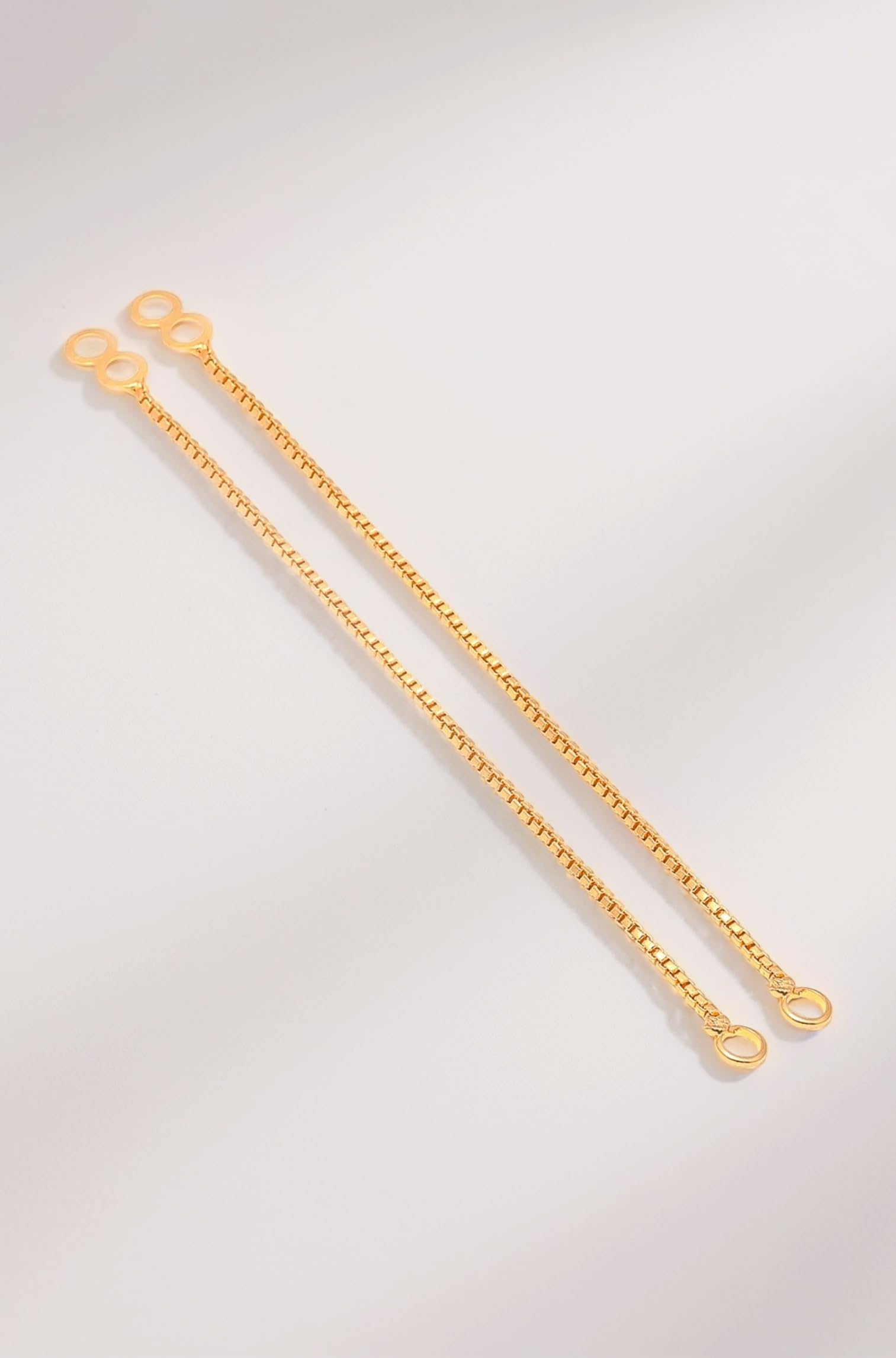 Jewar Mandi Earrings Kan Chain Gold Tone Handmade Meena Work & Box Design Gold Plated Kanoti Ear to Hair Accessory Ear Thread for Women & Girls