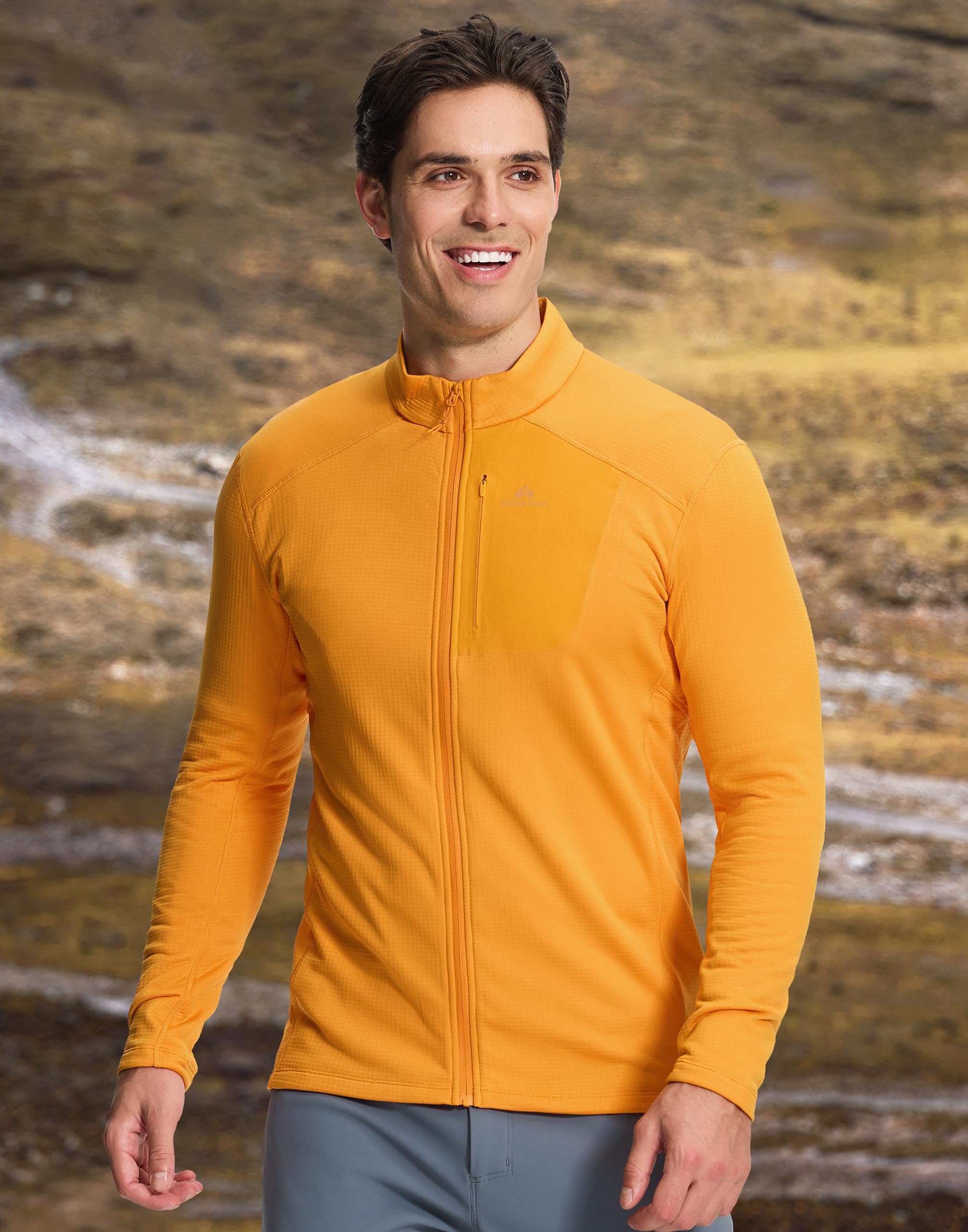 Pioneer Camp Giacca in pile da uomo, calda, traspirante e ad asciugatura rapida, felpa Hoteasy, in pile con chiusura lampo, in tessuto elasticizzato a 2 vie, per escursioni, corsa, ciclismo