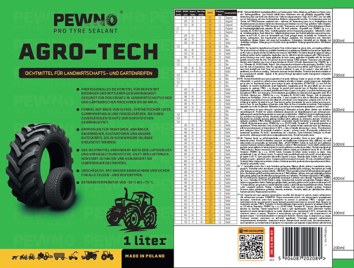 Agro-TECH Reifendichtmittel Traktor Schubkarre 5L | Für Traktoren, Feldanhänger, Schubkarren. Dichtet Löcher bis 15mm, schont Reifen und Felgen.