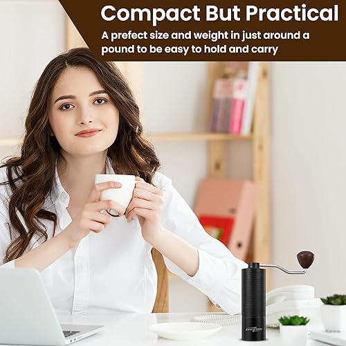 Miniatura 8 de Molinillo de café manual  Molinillo de mano portátil con ajustes ajustables y rodamientos dobles  Molinillo de café de acero inoxidable para