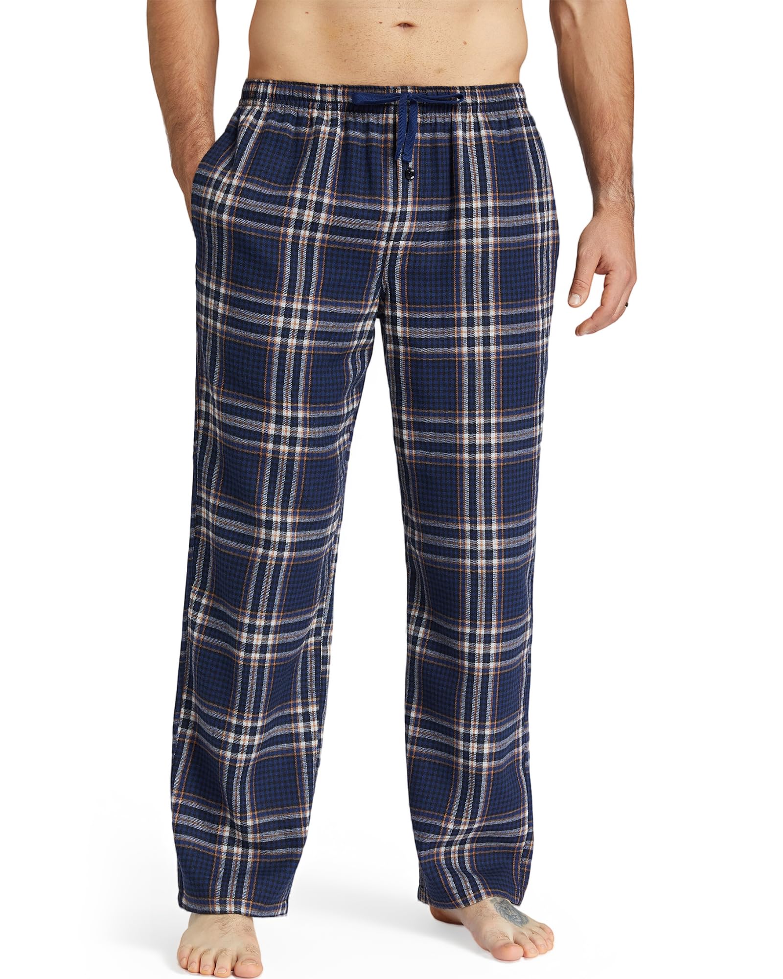 Mens Pyjama Pants Flannel Cotton Plaid Sleep & Lounge Pants, PJ Bottoms with Pockets and Button Fly-image-21