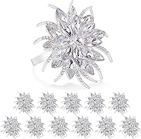 Vista 21 de ZeeDix Juego de 8 servilleteros de copos de nieve dorados de Navidad, anillos de servilletas para mesa de comedor, decoración de mesas rústicas