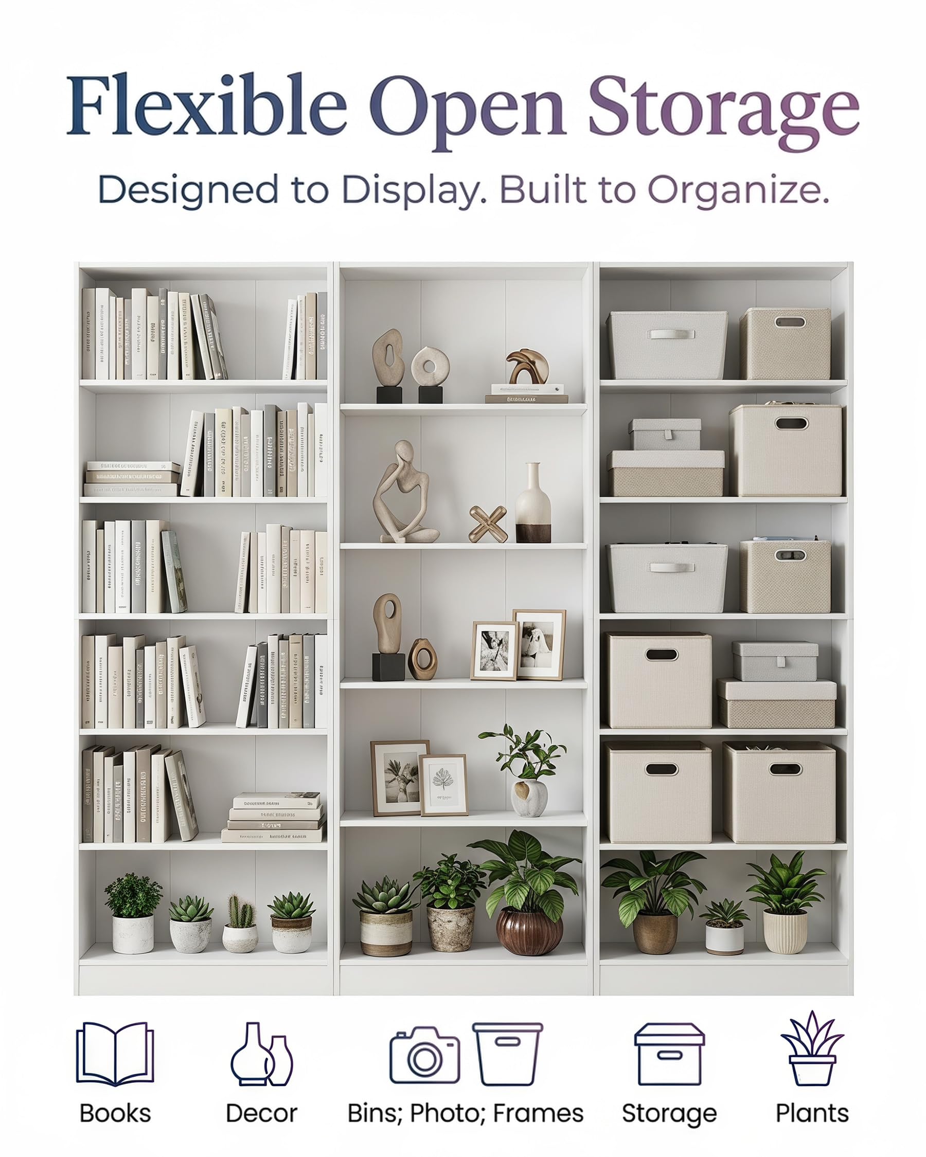 hitsuki Estantería Libros Blanca con 17 Compartimentos Librero Alto Estante para Libros Estantería Modular Mueble Organizador para Salón