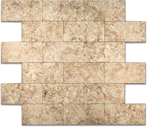 Yipscazo Azulejo para salpicaduras de pared de despegar y pegar, azulejo de textura de piedra de reflejo específico para placa de cocina, pared de