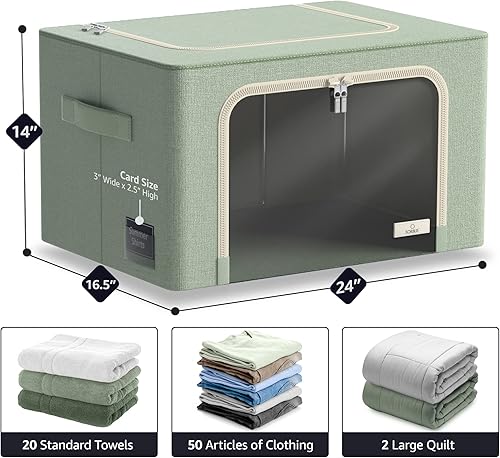 Miniatura 2 de Sorbus Contenedores de almacenamiento jumbo con marco de metal, contenedores de almacenamiento de tela Oxford con gran ventana transparente y asas