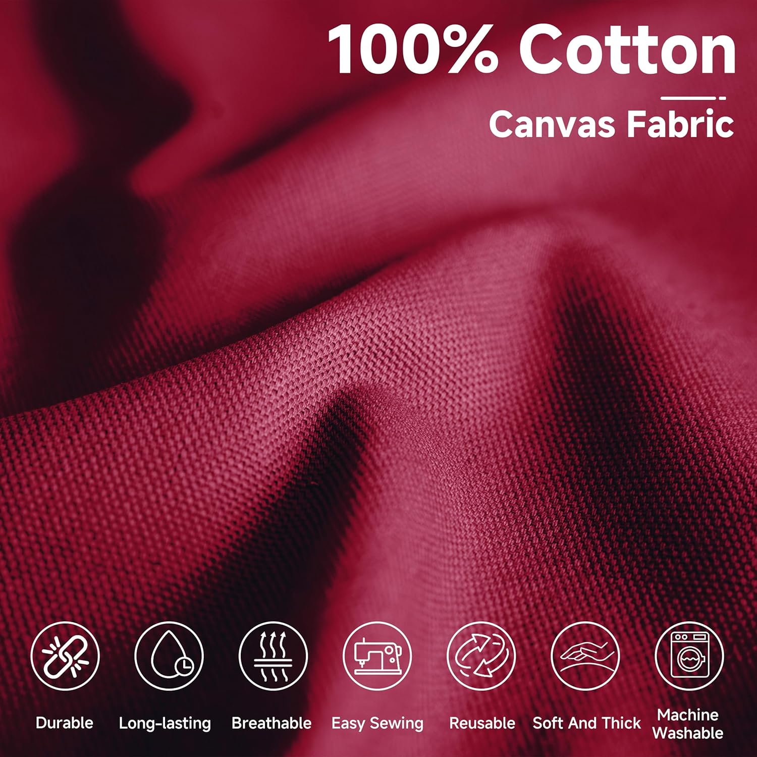 Simple&Opulence 100% Cotton Canvas Fabric 10oz. 59 Inch by The Yard, Nature Duck Fabric Textile Medium Weight for Painting, Sewing, Crafts, Embroidery, Bag, Handmade Home Decor(2 Yards, Red)